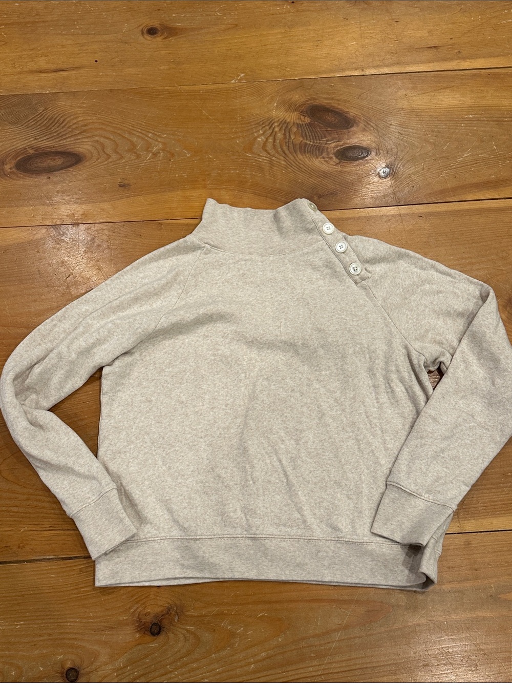 J. Crew Factory Preppy Academia Oatmeal Button-Shoulder Turtleneck Sweater